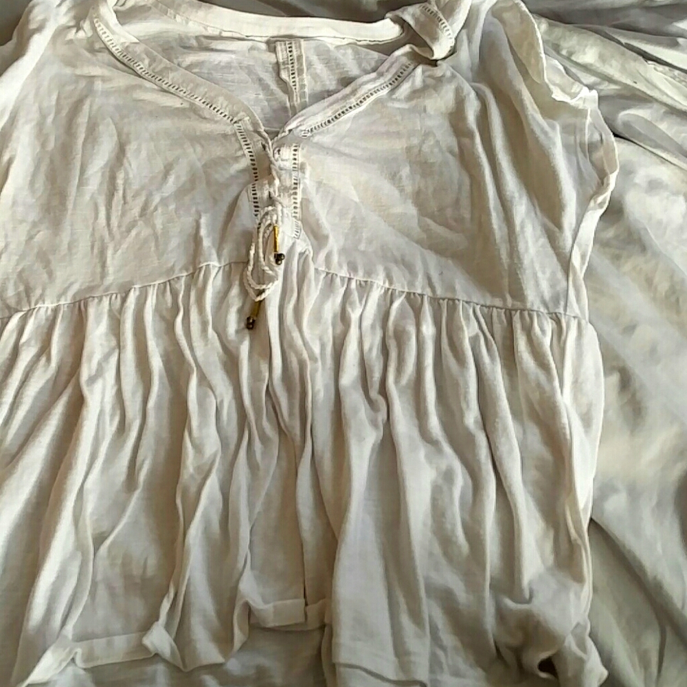 Large white lace up tee